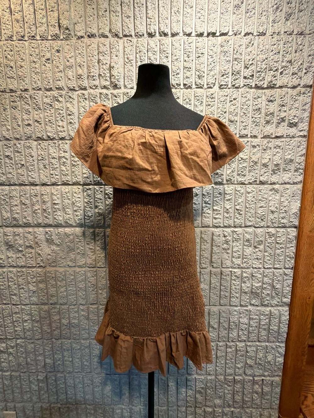 868 By Anthropologie Smocked Off The Shoulder Mini Dress Size L